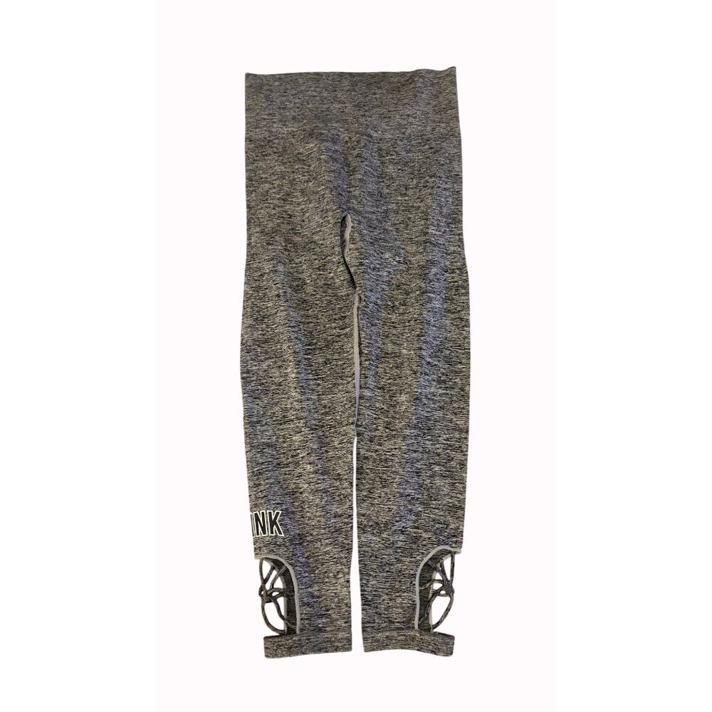 VICTORIA'S SECRET PINK ULTIMATE STRAPPY LEGGINGS-GRAY-NEW! SIZE LG - Picture 5 of 8